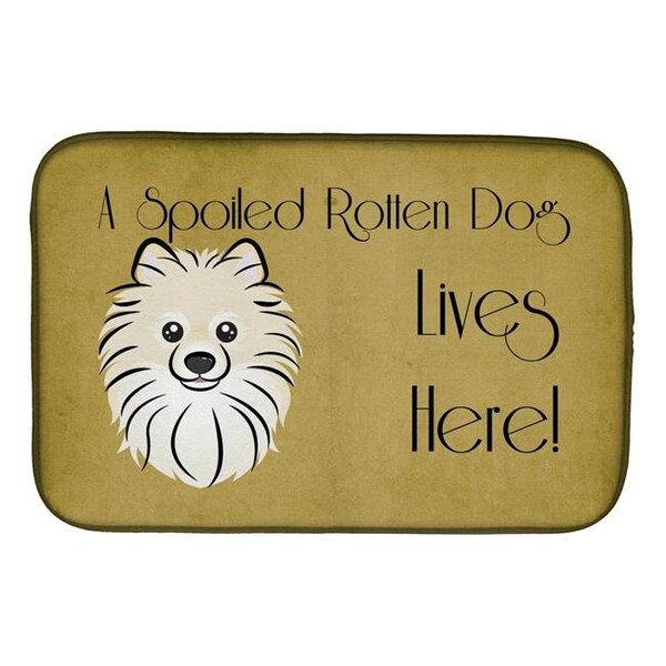 Carolines Treasures Carolines Treasures BB1455DDM Pomeranian Spoiled Dog Lives Here Dish Drying Mat BB1455DDM - main